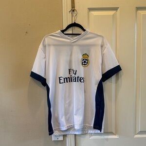 Cristiano Ronaldo Real Madrid White and Blue Soccer Tshirt -Medium